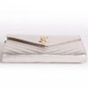 YVES SAINT LAURENT gold lame grained leather pouch bag