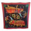 Shawl HERMES "Harness of court" in cashmere and silk red, black, green