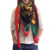 Shawl HERMES "Harness of court" in cashmere and silk red, black, green