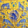 Square of silk HERMES yellow "feline tenderness"