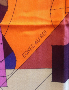 HERMES Shawl 'Echec au roi ' in multicolored cashmere and silk 