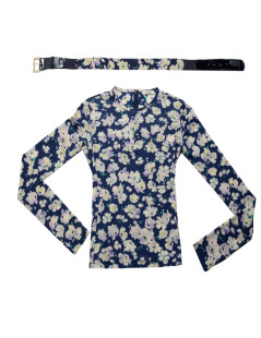 Top with belt NINA RICCI flowers T38