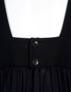 Robe  CHANEL sans manche en mousseline noire  T 40