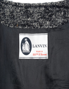 LANVIN coat 44EU in white and black mottled linen, wool and alpaca