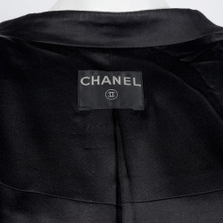 Manteau CHANEL T 38 en laine et soie  noire 