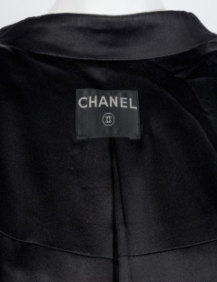 Coat wool and black silk CHANEL T 38