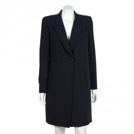 Coat CHANEL T 38 half season in wool Navy cold blue