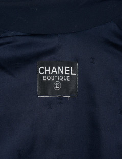 Coat CHANEL T 38 half season in wool Navy cold blue