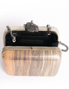 HOUSE OF HARLOW 1960 leather way snake golden orange and Brown pouch