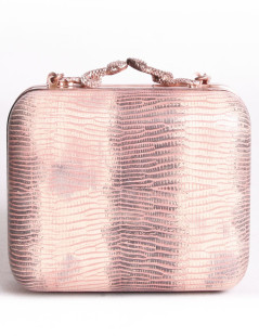 Pochette HOUSE OF HARLOX 1960 en reptile rose et gris