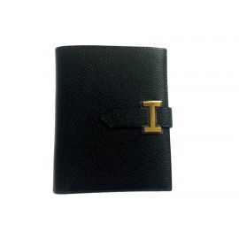 Compact HERMES Bearn wallet in black calf epsom