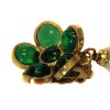 Clips floweret Marguerite of Valois Emerald glass and Pearl oval Pearl