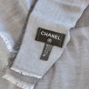 CHANEL scarf with fringe in light gray and dark gray cotton