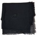 Black CHANEL stole to fringe modal and cashmere