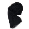 Black CHANEL stole to fringe modal and cashmere