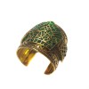 MARGUERITE of VALOIS cufflinks in gold metal and Emerald glass paste