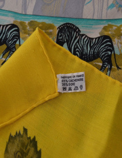 Shawl HERMES "Tropics" in Kashmir and yellow silk