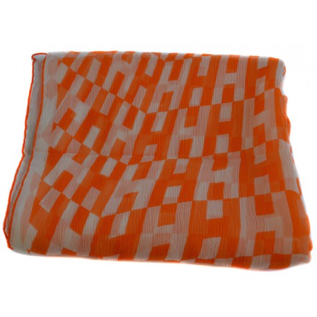 Foulard HERMES en soie froissée orange