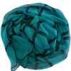 Foulard HERMES mousseline de soie bleue à reflets verts motif bolduc