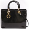 Bag Lady Dior CHRISTIAN DIOR patent leather dark brown