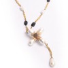 Necklace cross MARGUERITE of VALOIS Couture black and Pearly