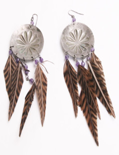 Clips d'oreille RALPH LAUREN plumes marron