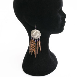 Clips d'oreille RALPH LAUREN plumes marron