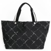 CHANEL black and white "line travel" tote bag