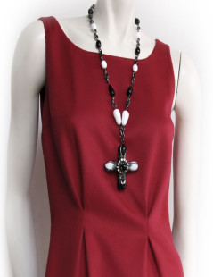 MARGUERITE of VALOIS Couture rock cross necklace