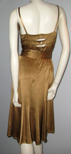 CHANEL T 38 en caramel silk dress