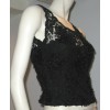 CHANEL T 38 shirt without sleeves Black Lace embroidery Lesage