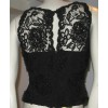 CHANEL T 38 shirt without sleeves Black Lace embroidery Lesage