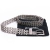 Ceinture CHANEL T 85 triple chaîne métal argent mat