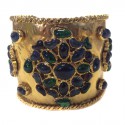 Cuff couture MARGUERITE of VALOIS in metal Golden end and multicolored glass paste