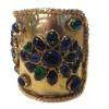 Cuff couture MARGUERITE of VALOIS in metal Golden end and multicolored glass paste