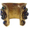 Cuff couture MARGUERITE of VALOIS in metal Golden end and multicolored glass paste