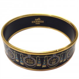 Bracelet HERMEs wide enamel and gilt gold metal