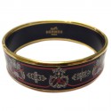 Large HERMES bracelet in black enamel and gilt gold metal