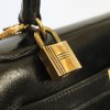 Sac Kelly 28 HERMES en box noir vintage avec bandoulière