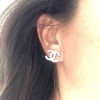 CHANEL 'CC' ear ring silver metal clips