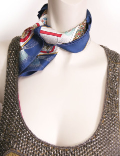 Foulard "Gavroche" HERMES  "Feux d'artifice" en soie 