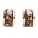 HERMES black and orange enamel ear clips