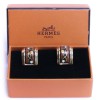 HERMES black and orange enamel ear clips