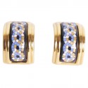 Clips of ear HERMES in gold and blue enamel