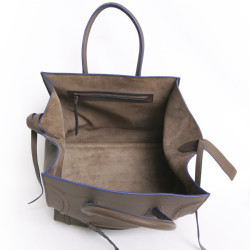 Sac "phantom square" CELINE cuir étoupe et bordures bleues