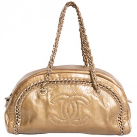 CHANEL gold leather aged "bowling" bag