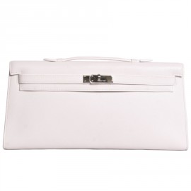 Kelly HERMES white calf epsom leather pouch