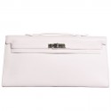 Kelly HERMES white calf epsom leather pouch