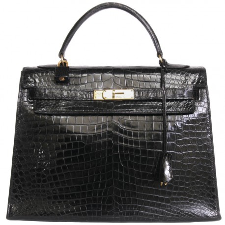 Sac Kelly 32 HERMES en peau exotique porosus vintage