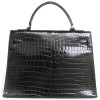 Kelly 32 HERMES leather bag exotic black vintage porosus